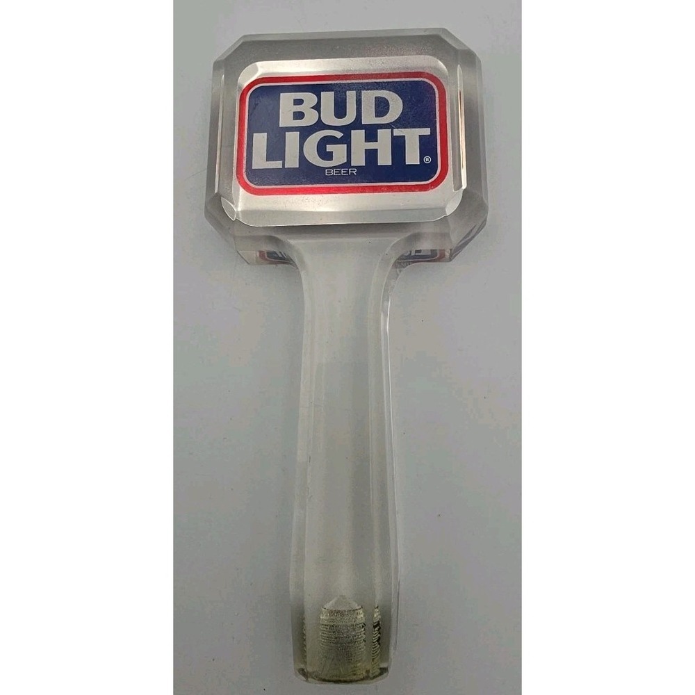 Bud Light Anheuser Busch Clear Acrylic 7-1/4" Beer Tap Handle